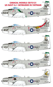 Caracal Models CD72131 1/72 US Navy Douglas The second sheet in our new A-1 Skyraider series covers the "Spad" in Navy service during the Vietnam War.