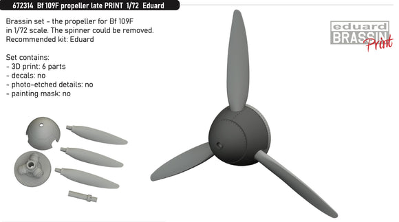 Eduard Brassin ED672314 Messerschmitt Bf-109F propeller late 3D-printed 1/72 (designed to be used with Eduard kits)