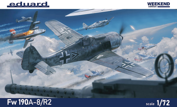 Eduard kits EDK7467 Focke-Wulf Fw-190A-8/R2 Weekend edition kit of German WWII fighter aircraft Fw 190A-8/R2 in 1/72 scale.