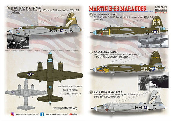 Print Scale PSL72476 1/72 Martin B-26 Marauder Part 2