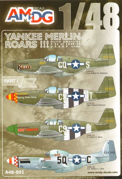 A48001 AMDG Decals 1/48 Yankee Merlin Roar! North-American P-51 Mustangs of 1939-45 USAAF units Part 1.