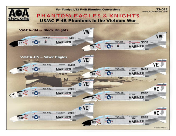 AOA32022 AOA Decals 1/32 PHANTOM EAGLES & KNIGHTS USMC F-4B Phantoms in the Vietnam War