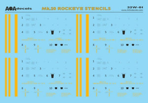 AOA32W01 AOA Decals 1/32 Mk.20 Rockeye Stencils (4). Decals provide markings for FOUR Rockeyes.