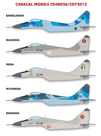 CD48026 Caracal Models 1/48 Global Air Power Series #2: Features MiG-29 (9-12) from five different air forces around the globe.