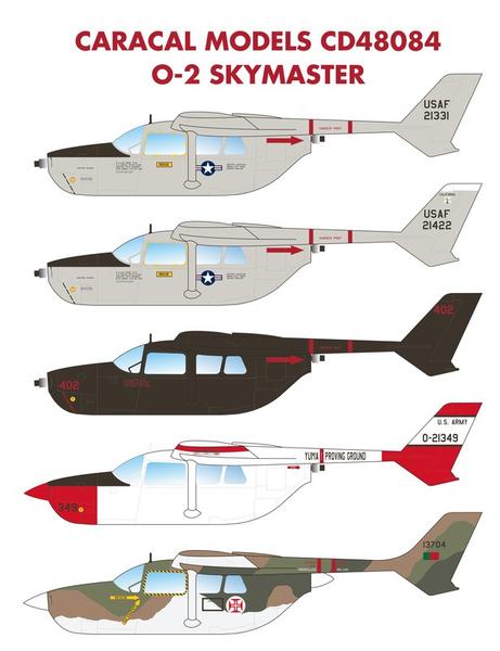 CD48084 Caracal Models 1/48 Cessna O-2A Skymaster Multiple marking options for the O-2 Skymaster utility aircraft.
