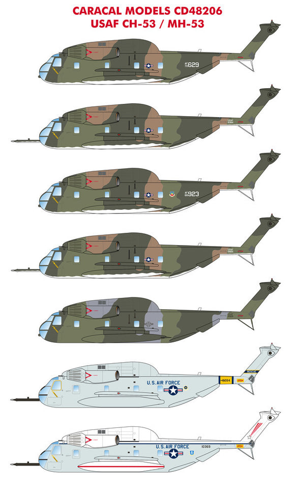 Caracal Models CD48206 1/48 USAF Sikorsky CH-53 Multiple marking options for USAF CH-53 variants (HH-53/MH-53).