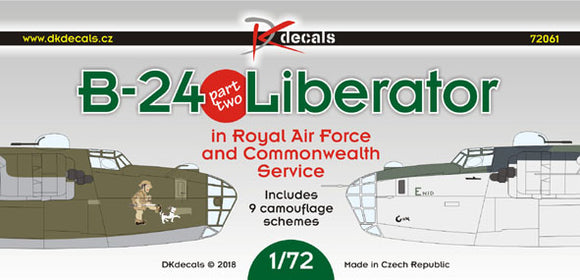 DKD72061 DK Decals 1/72 Consolidated B-24 Liberator Pt.2, in RAF and Commonwealth Service