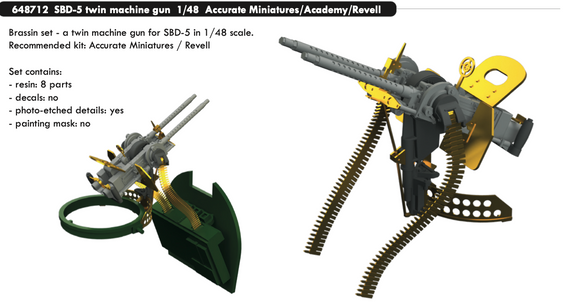 ED648712 Eduard 1/48 Douglas SBD-5 Dauntless twin machine gun 1/48 (Accurate Miniatures and Revell kits)
