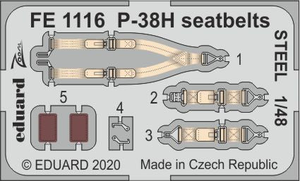 EDFE1116 Eduard 1/48 Lockheed P-38H Lightning seatbelts STEEL  (Tamiya kits)
