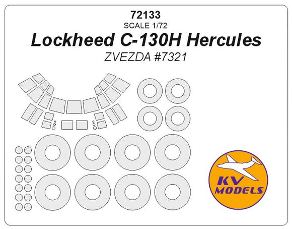 KV72133 KV Models 1/72 Lockheed C-130H Hercules + wheels masks (Zvezda ZVE7321 kits)