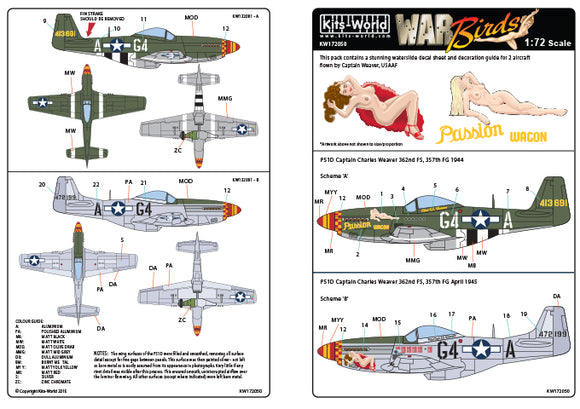 KW172050 Kits-World 1/72 American P-51D Mustang - 'Passion Wagon' - Captain Charles Weaver