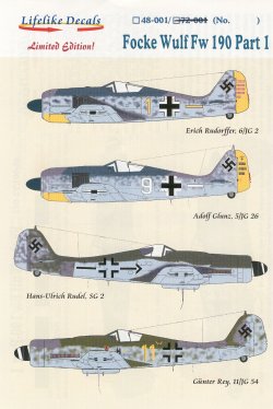 LL48001 Lifelike Decals 1/48 Focke-Wulf Fw-190A/Fw-190D-9 (4) Part 1