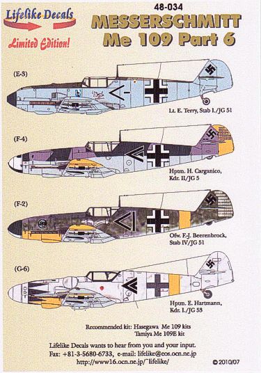 LL48034 Lifelike Decals  1/48 Messerschmitt Bf-109E-3 Part 6 (4) Black chevron