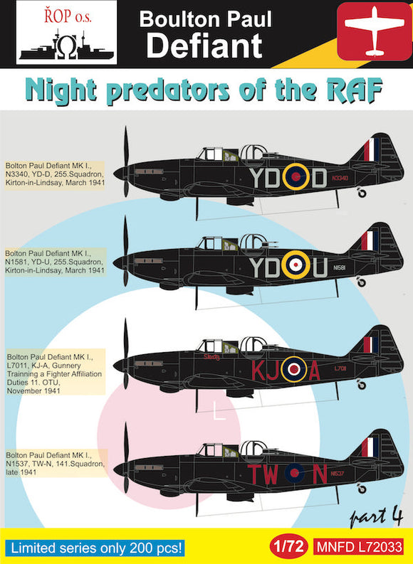 MNFDL72033 ROP o.s. Boulton-Paul Defiant - Night predators of the RAF Part 4