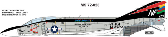 MPEC48025 Milspec 1/48 McDonnell F-4N Phantom VF-161 CHARGERS. Includes stencils