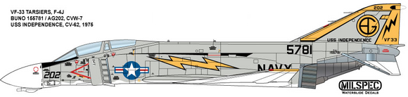 MPEC48047 Milspec 1/48 McDonnell F-4J Phantom VF-33 TARSIERS 1975 USS INDEPENDENCE with stencils and walkways