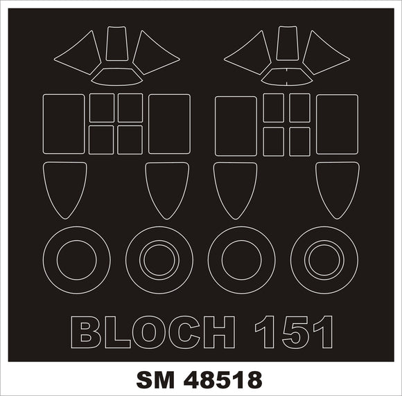 MXSM48518 Montex 1/48 Marcel-Bloch MB.151C.1 2 canopy masks (inside & outside) ( Dora Wings kits)