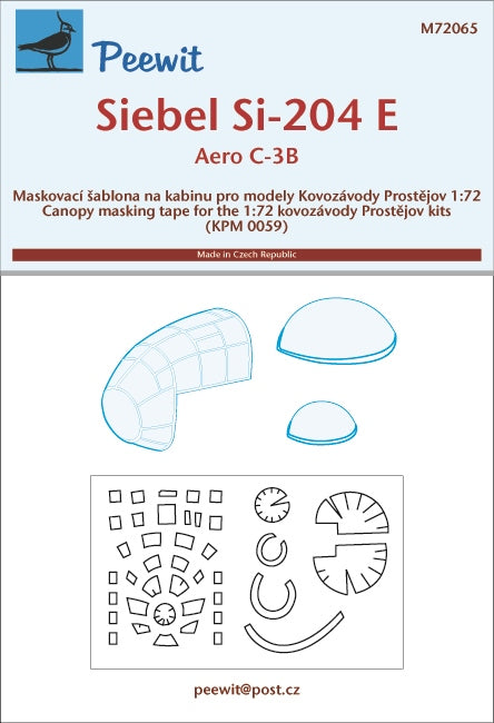 PEE72065 Peewit 1/72 Siebel Si-204E/Aero C-3B (designed to be used with Kovozavody Prostejov kits) will not fit the original KP issue of this kit