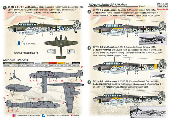Print Scale PSL48224 1/48 Messerschmitt Bf-110 Zerstorer Part 2