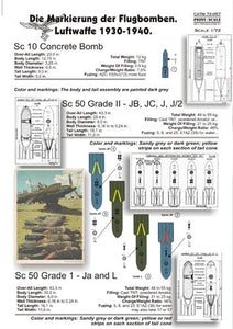 PSL72057 Print scale 1/72 Die Markierung der Flugbomben.Luftwaffe 1930-1940