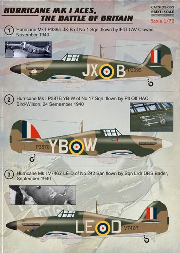 PSL72065 Print Scale 1/72 Hawker Hurricane Mk.I Battle Of Britain Aces (9)