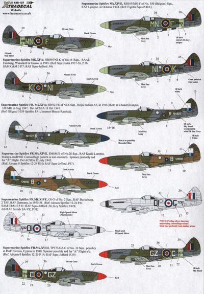 X48127 Xtradecal 1/48 Re-printed! Supermarine Spitfire Mk.XIVE