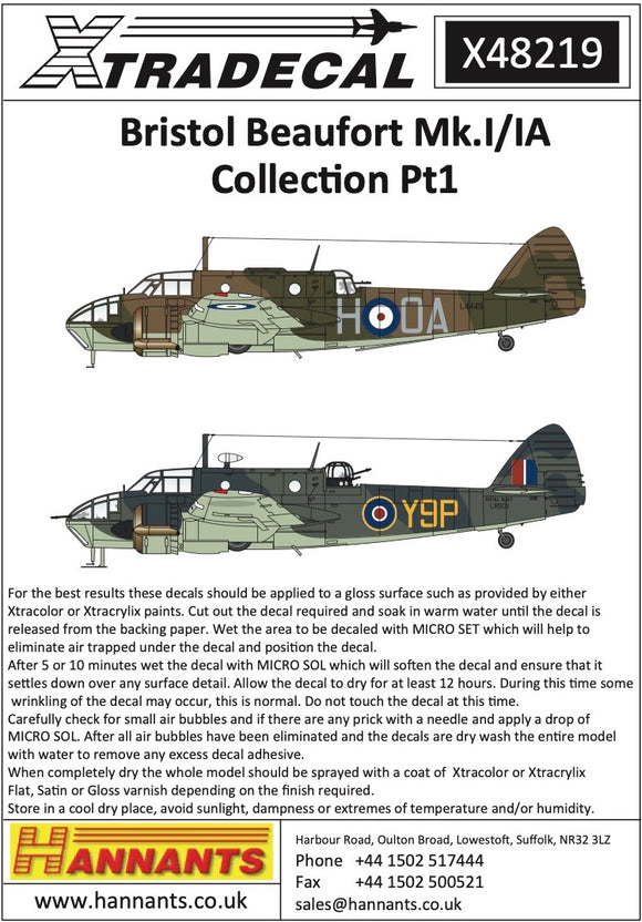 X48219 Xtradecal 1/48 Bristol Beaufort Mk.I/IA Collection Pt1 (9)