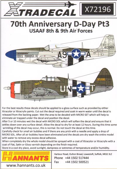 X72196 Xtradecal 1/72D-Day 70th Anniversary June 1944 Pt 3, US Army 8th and 9th Air Forces (12)