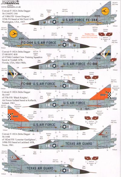 X72198 Xtradecal  1/72 Convair F-102A Delta Dagger Case XX wing Pt 2 (14)