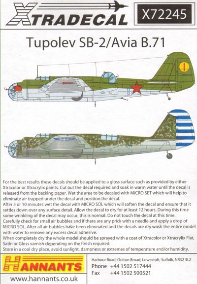 X72245 Xtradecal 1/72 Tupolev SB-2 (10)