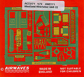 Airwaves (etched) AEC72171 1/72 Westland Whirlwind HAS.22 (designed to be used with Airfix kits)