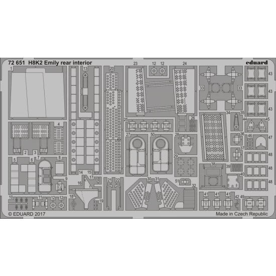 Eduard ED72651 1/72 Kawanishi H8K2 Emily Rear Interior Detail Set for Hasegawa kit (1 Photo-Etched Sheet)