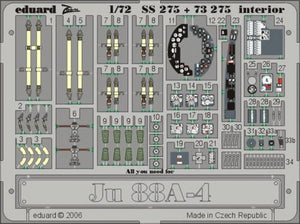 Eduard EDSS275 1/72 Junkers Ju-88A-4 interior PRE-PAINTED IN COLOUR!