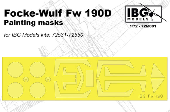 IBG Models IBG72M001 1/72 Focke-Wulf Fw-190D-9 canopy and wheels paint mask (designed be used with IBG Models kits)