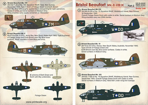 Print Scale PSL48240 1/48 Bristol Beaufort RAAF