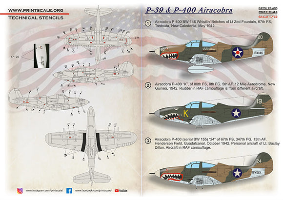 Print Scale PSL72485 1/72 Bell P-39 Airacobra