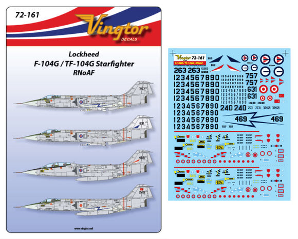 Vingtor Decals VTH72161 1/72 Lockheed F-104G/TF-104G Starfighter, RNoAF