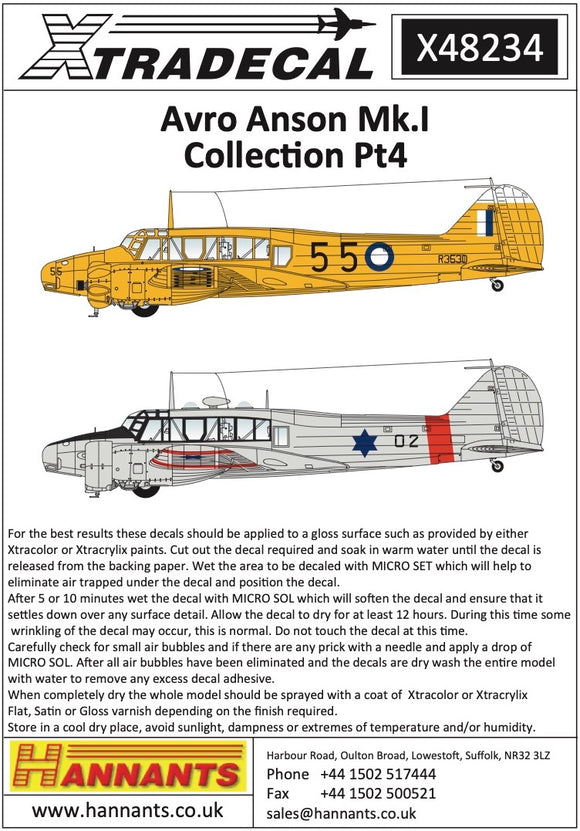 Xtradecal X48234 1/48 NEW!!! Avro Anson Mk.I Part 4 (6)