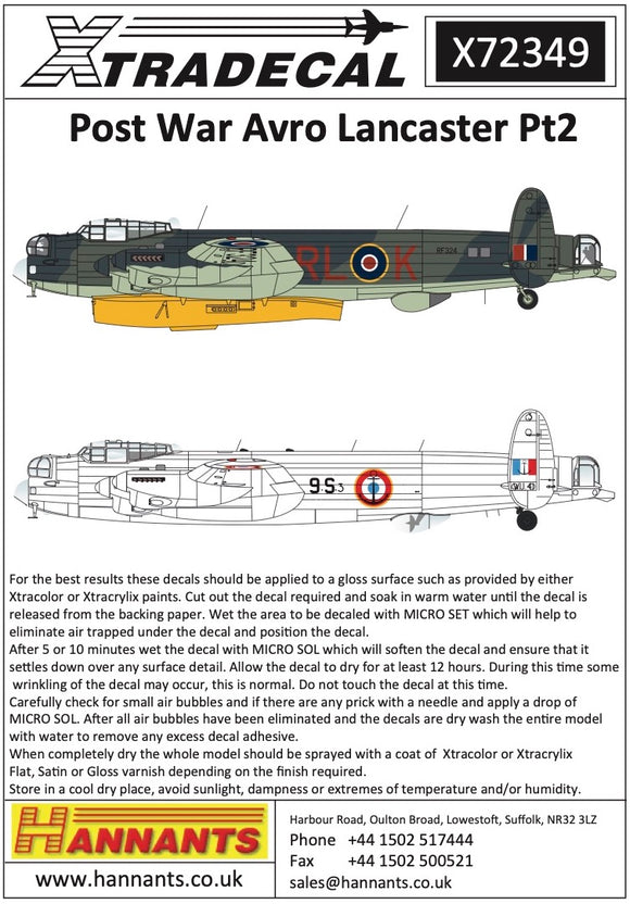 Xtradecal X72349 1/72 Post War Avro Lancaster Pt2 (6)
