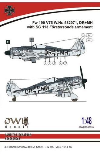 OWLDS48035 OWL 1/48 Fw 190 V75 W.Nr.582071, DR+MH with SG Forstersonde armament