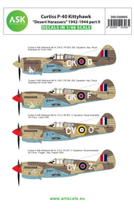 200-D48005 Art Scale 1/48 Curtiss P-40E Kittyhawk "Desert Harassers" 1942-1944 part II