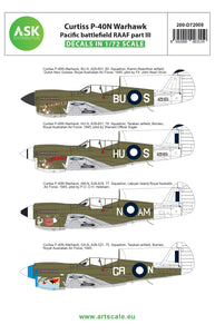 200-D72008 Art Scale 1/72 Curtiss P-40N Warhawk Pacific battlefield RAAF part III
