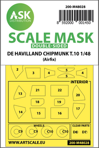 200-M48028 Art Scale 1/48 Back in stock! de Havilland Chipmunk T.10 wheels and canopy masks (inside and outside) (Airfix kits)