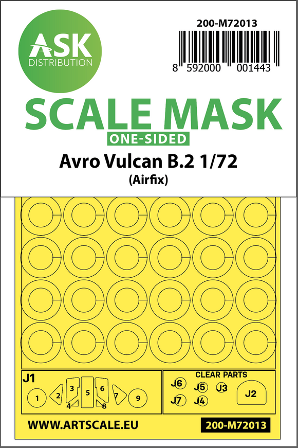 200-M72013 Art Scale 1/72 Avro Vulcan B.2 Kabuki wheels and canopy masks (outside only 2021 release Airfix kits)