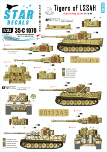 35-C1070 1/35 Re-printed! Generic numbers and insignias for 1943-44 (incl. Kursk). Pz.Kpfw.VI Tigers of LSSAH. 13./SS-Pz-Regiment LSSAH.