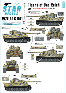 35-C1071 1/35 Re-printed! Generic numbers and insignias for Spring 1943 (incl. TIKI). Pz.Kpfw.VI Tigers of Das Reich. 8./SS-Pz-Regiment Das Reich.