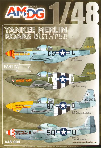 A48004 AMDG Decals 1/48 Yankee Merlin Roar! North-American P-51 Mustangs of 1939-45 USAAF units Part IV.