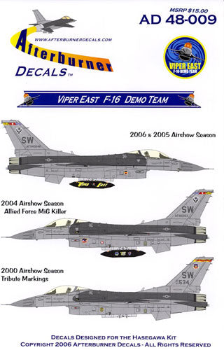 ABD48009 Afterburner 1/48 F-16 Viper East Demo Team
