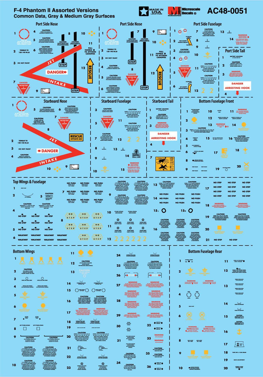 AC480051 Microscale 1/48 F-4 Phantom II Assorted Versions Common Data ...