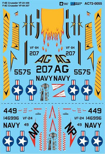 AC720055 Microscale 1/72 Vought F-8E Crusader VF-24 449 - F-8C Crusader VF-84 207